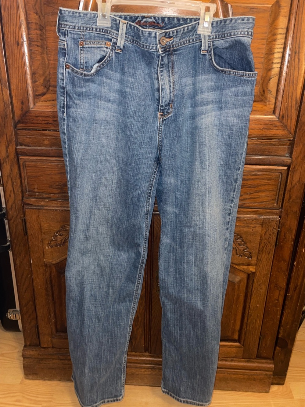 Eddie Bauer Women's Straight Leg Faded Blue Jeans, 12 Short